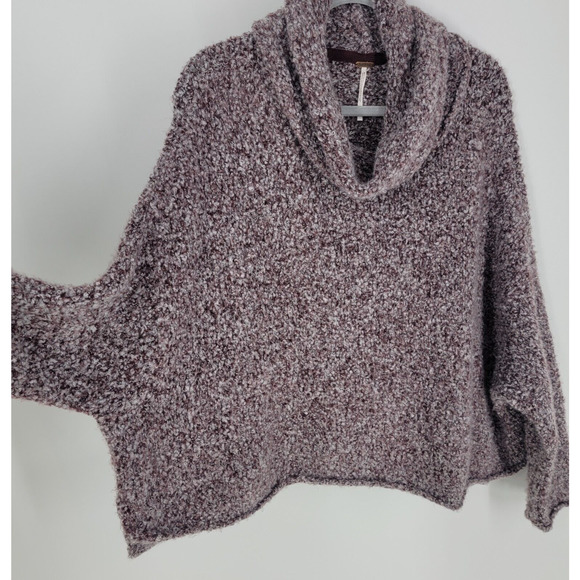 Free People Women's Size Small BFF Sweater Purple Cowl Neck Oversized - Picture 4 of 11